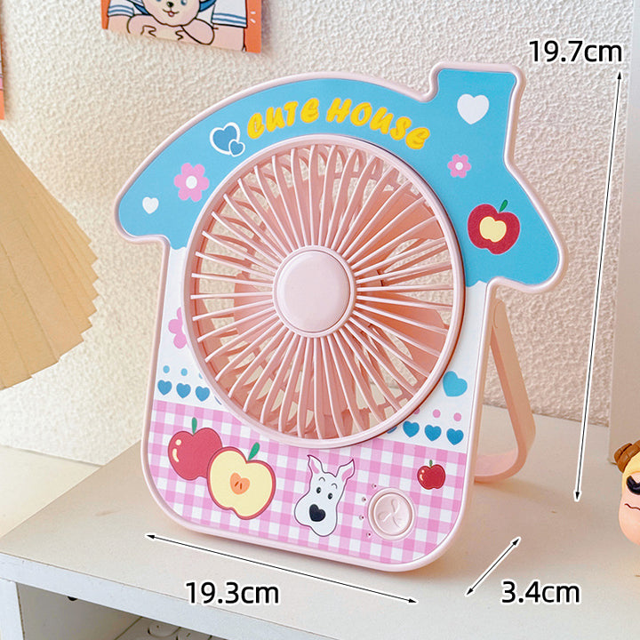 Ladies Portable Table Fan in Cute House Design Kalsten