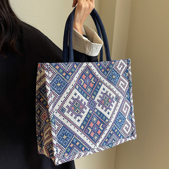 Ethnic Print Canvas Tote Bag