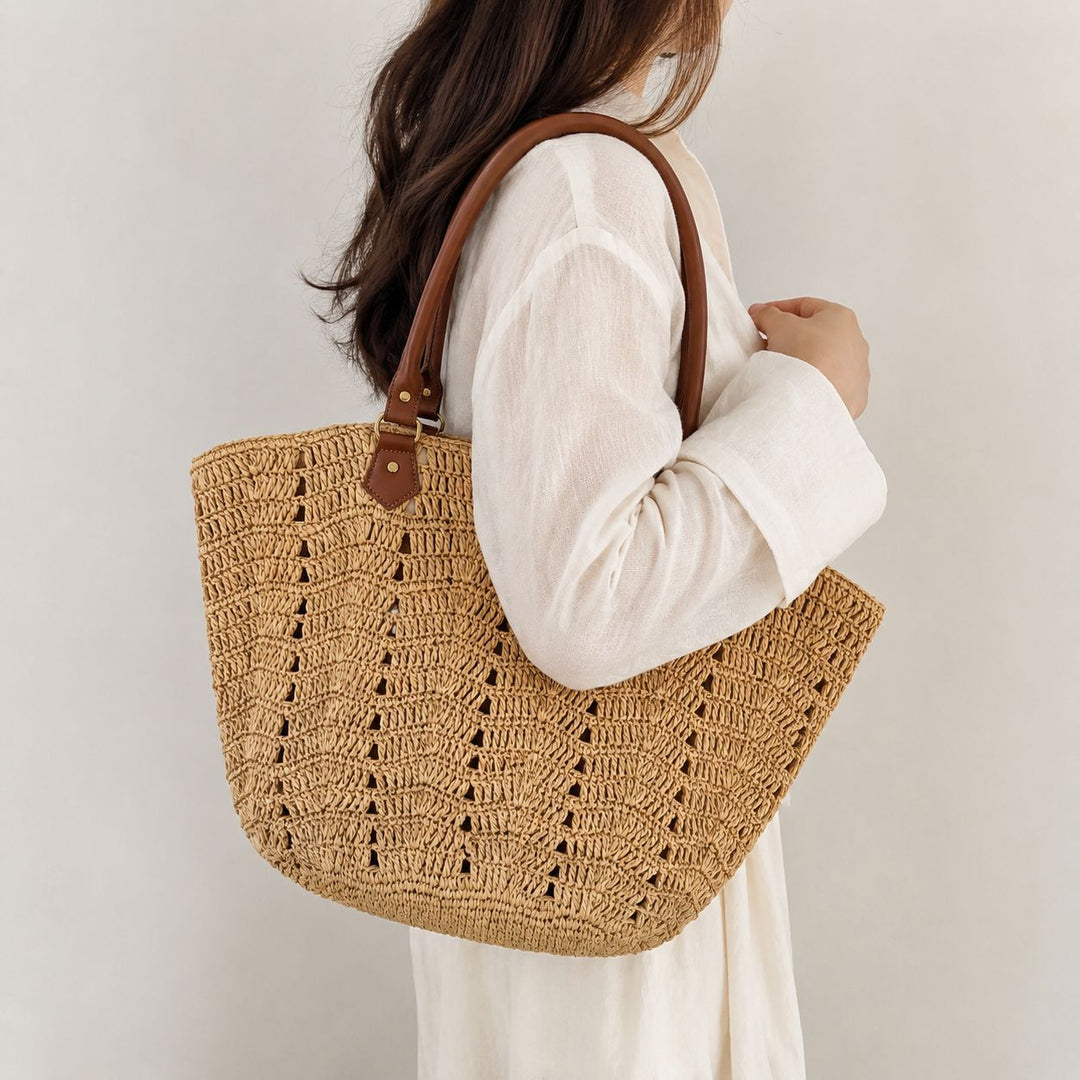 Beach chair bag with braided design and comfortable leather handles Kalsten