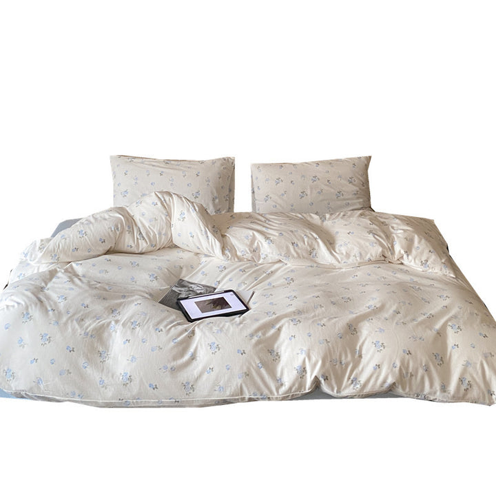 Finest cotton satin bed cover set with delicate floral print and breathable comfort cover