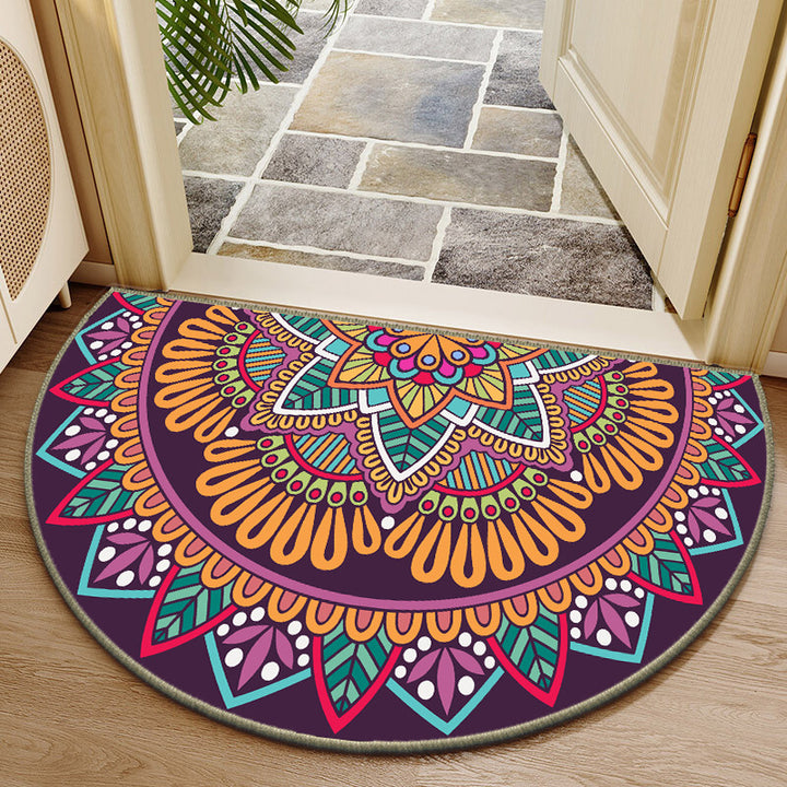 Elegant Round Floral Design Indoor Mat Kalsten