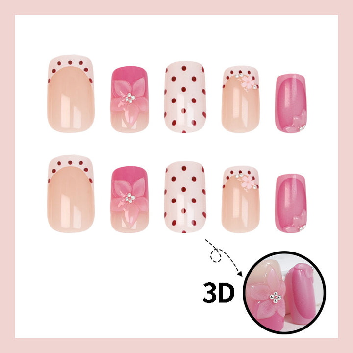Artificial nail set with playful flower and dot motif Kalsten