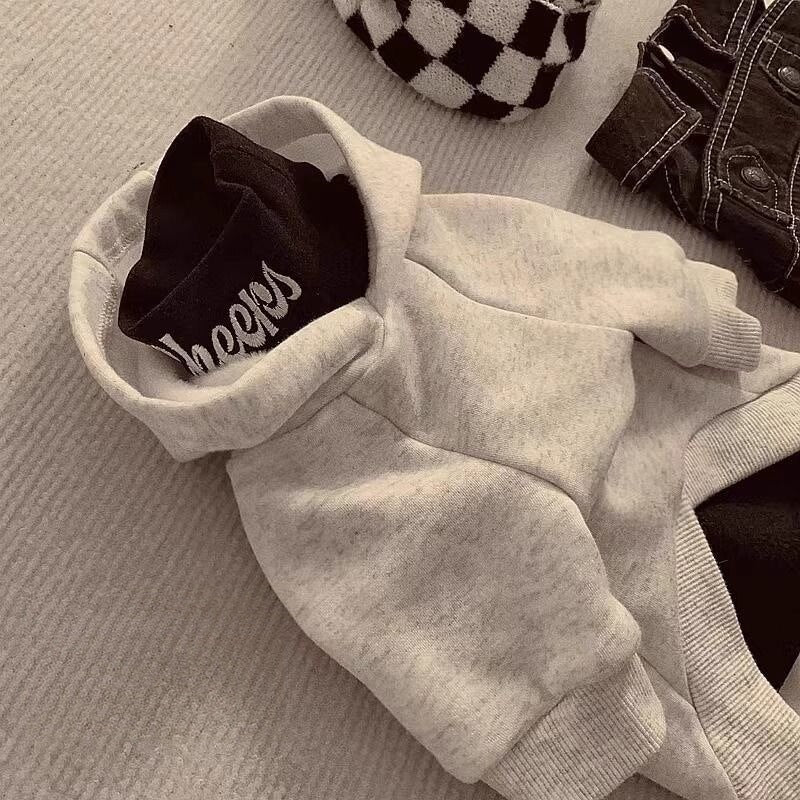 Small Dog Cotton-Blend Hooded Pullover Sweatshirt with Ribbed Cuffs and Logo Print