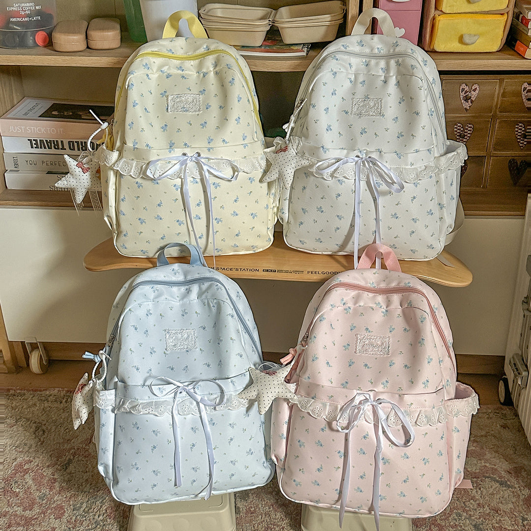 Whimsical Floral Embellished School Backpack Kalsten