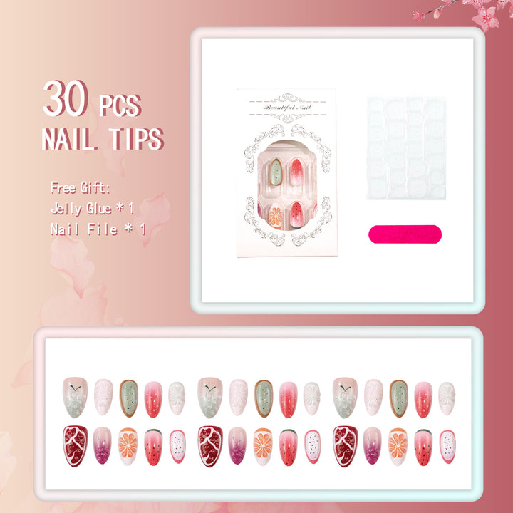 Creative Fruit-Themed Press-On Nail Art Set