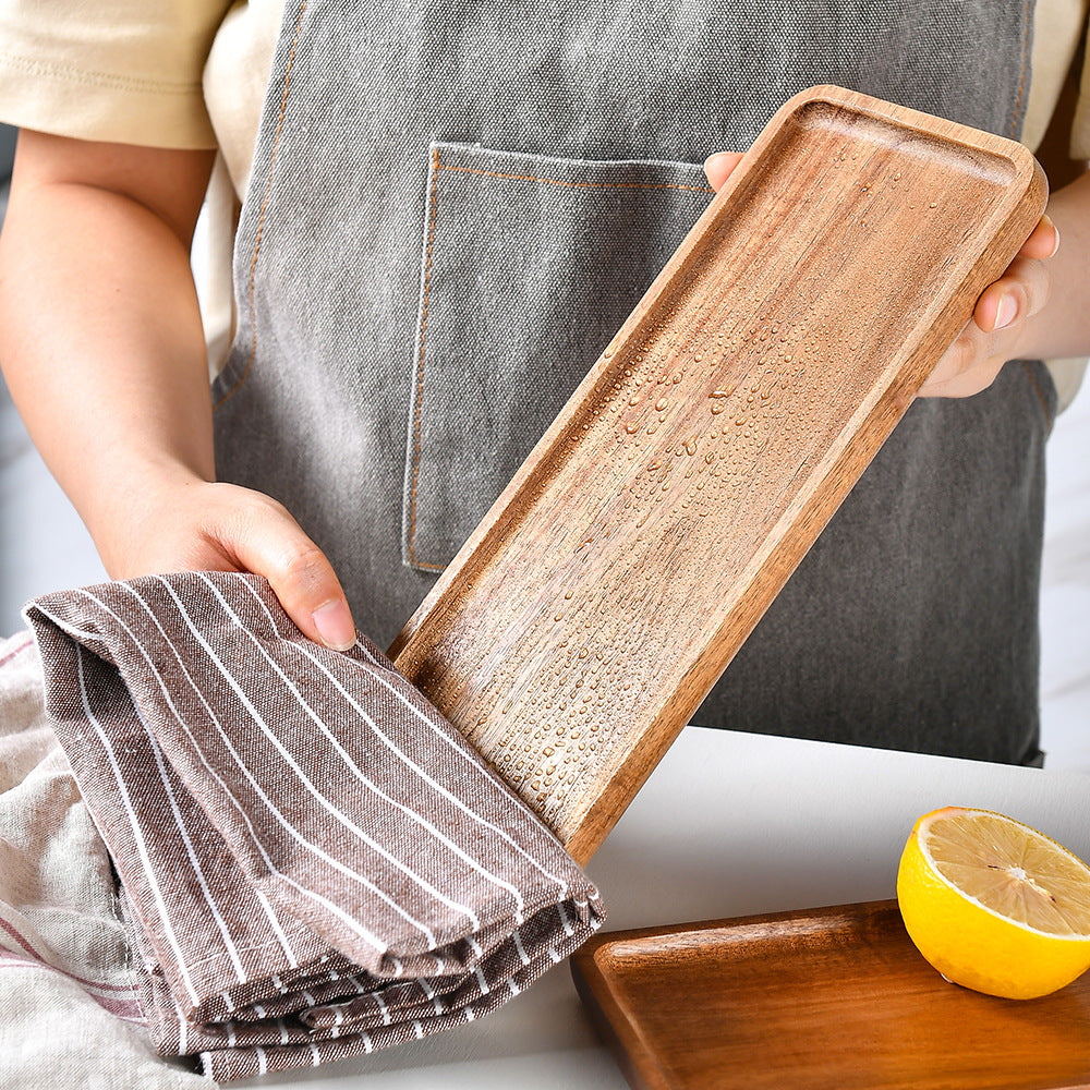 Elegant wooden serving tray with raised edge Kalsten
