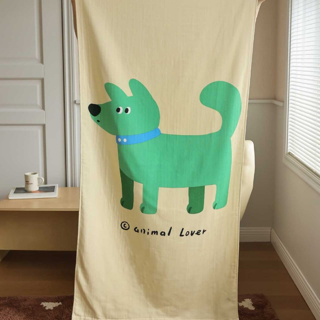 Children's bath towel with cute monkey print made of soft microfiber