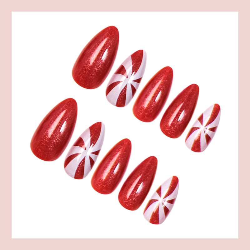 Artificial nail set with festive Christmas motifs and glitter Kalsten