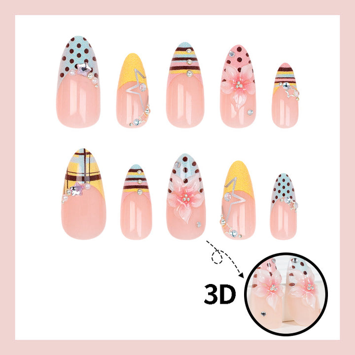 Creative nail art set with floral and geometric designs Kalsten