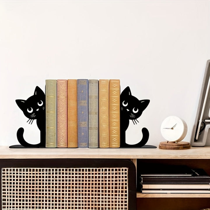 Cat-Themed Metal Bookends