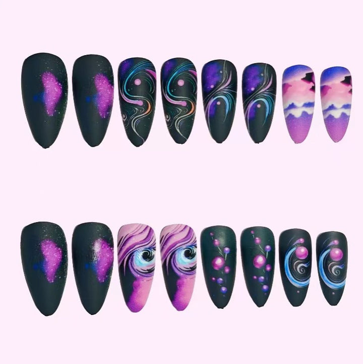 Cosmic Galaxy Stiletto Nail Art
