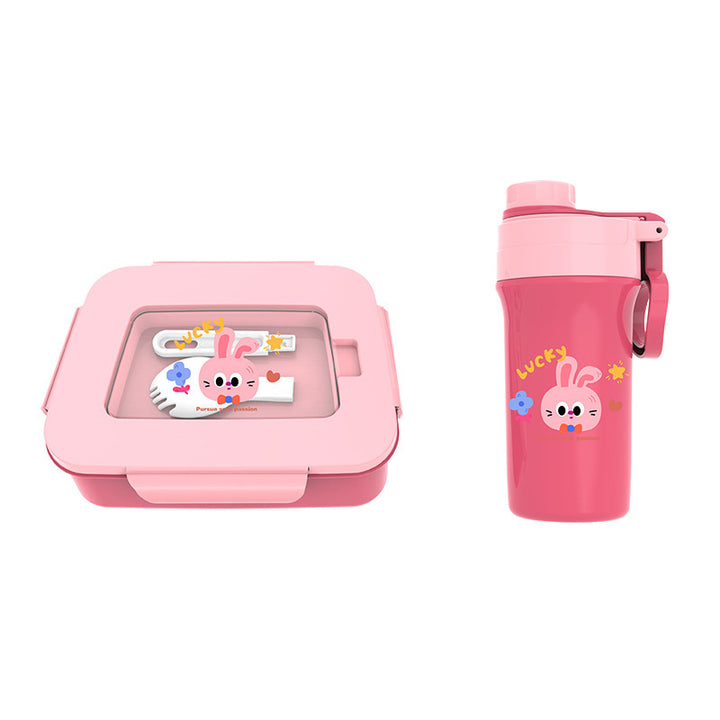 Fun-Themed Bento Lunch Box with Integrated Utensil Set