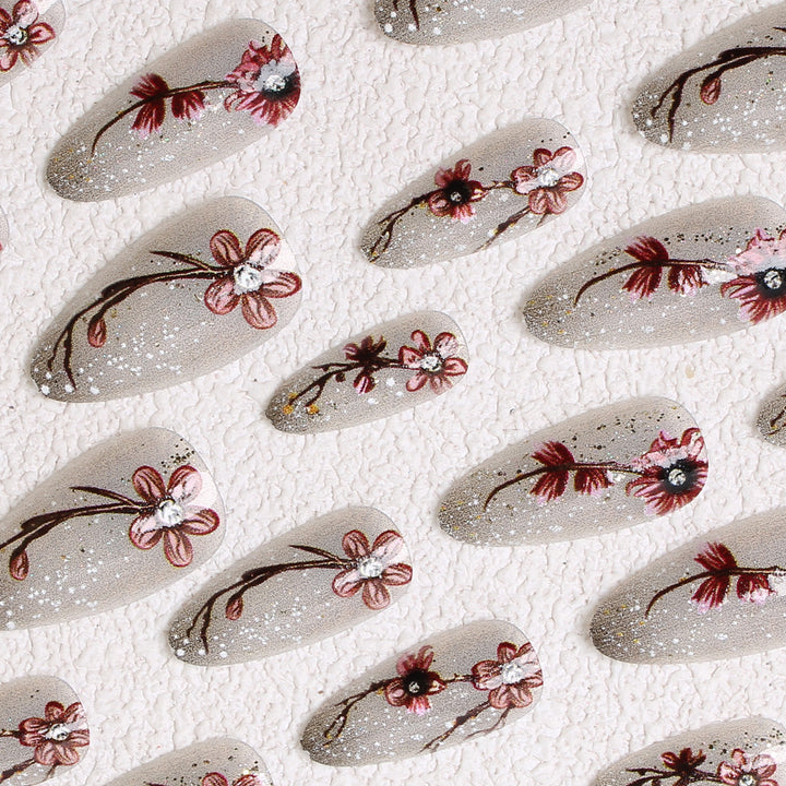 Artistic Floral Press-On Nail Set Kalsten