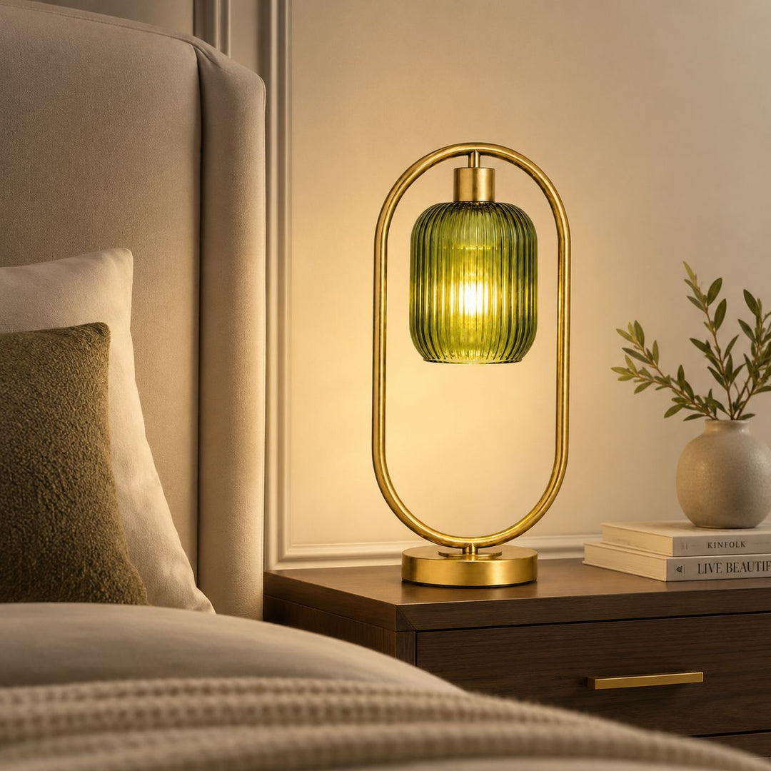 Modern Glass Ribbed Table Lamp