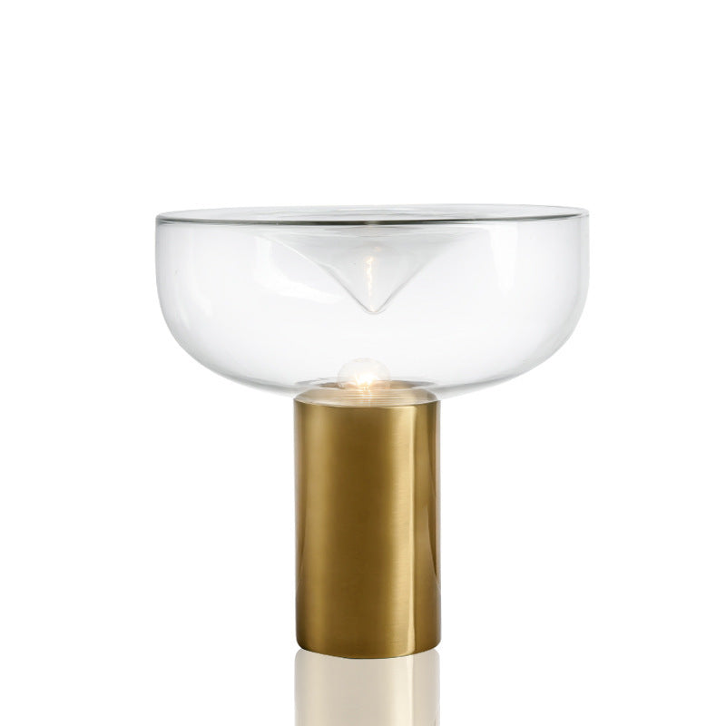 Modern Glass Accent Table Lamp with Gold Base
