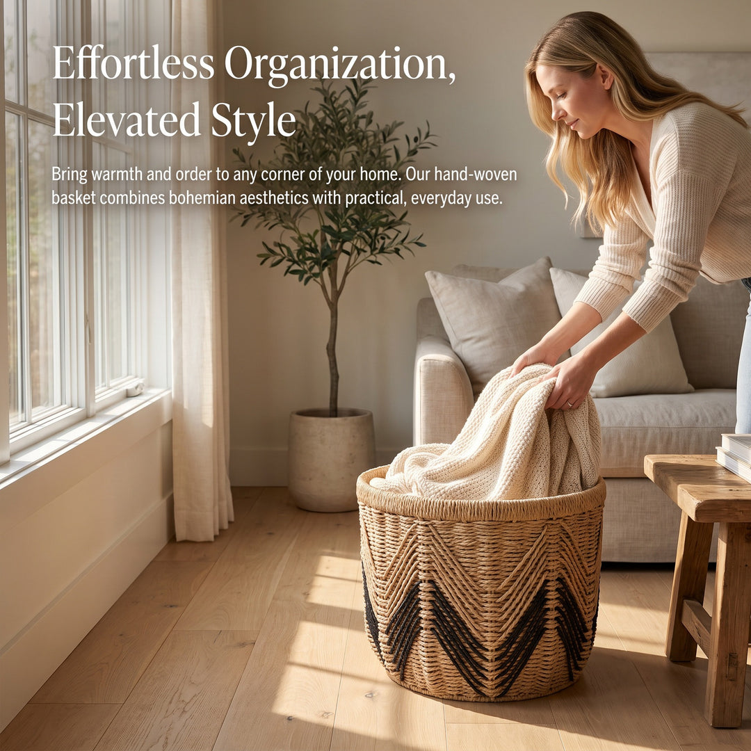 Storage basket with stylish zigzag pattern Kalsten