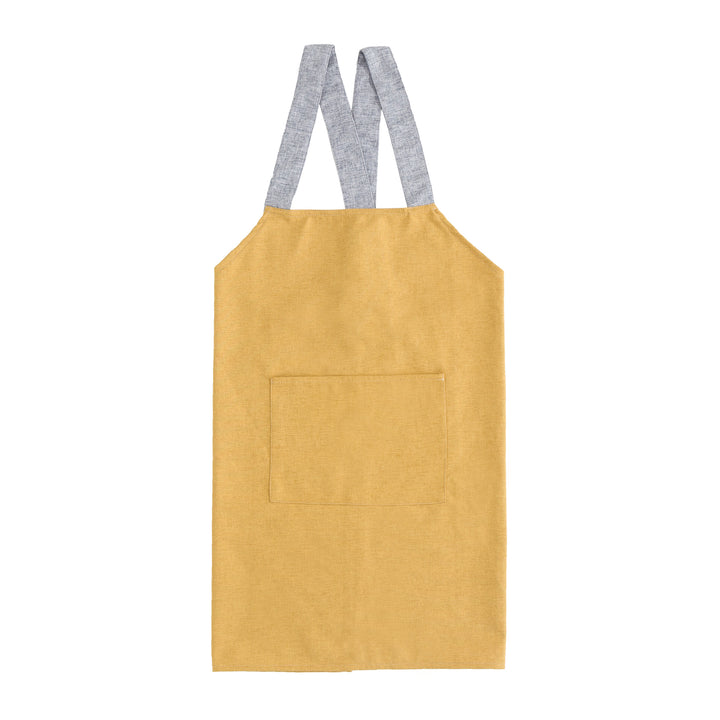 Adjustable canvas apron with wide contrast straps and applied front pocket Kalsten