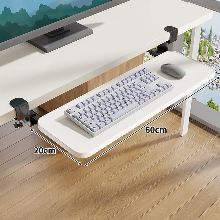Clamp-Mounted Under-Desk Adjustable Bamboo Keyboard Tray