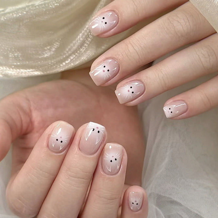 Glossy French Tip Press-On Nails Kalsten 1787395092