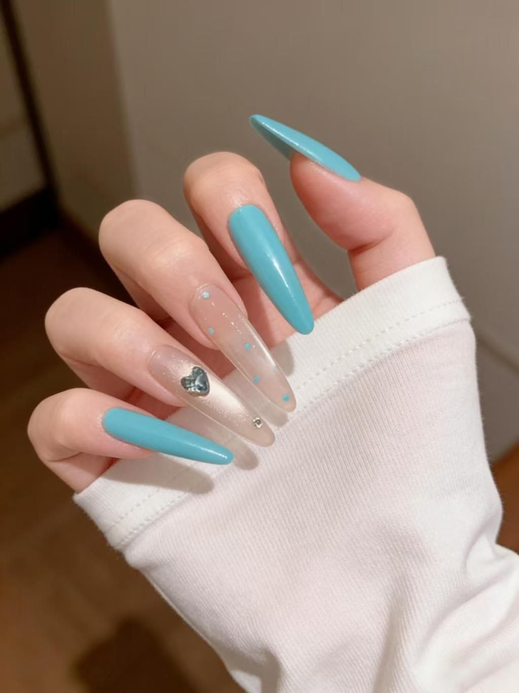 Stiletto Nail Art Extensions with Heart Accents