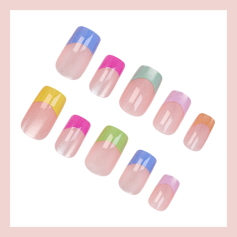 Acrylic nail set with colorful French tips Kalsten
