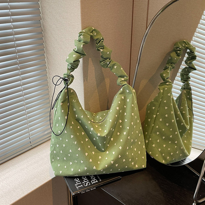 Heart Print Cozy Hobo Bag