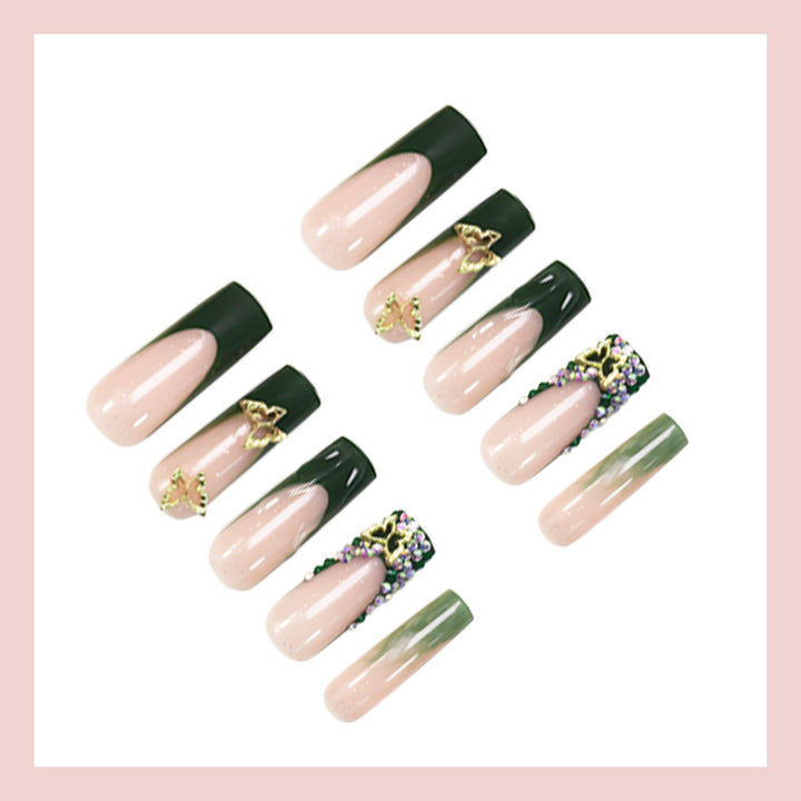 Art nail set with glittering accents and floral design Kalsten