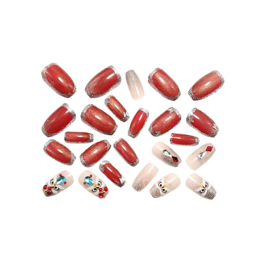 Artificial nails with glitter and gemstone applications Kalsten