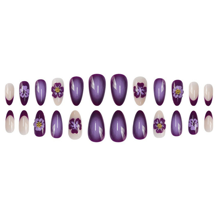 Artistic Floral Press-On Nails with 3D Accents Kalsten