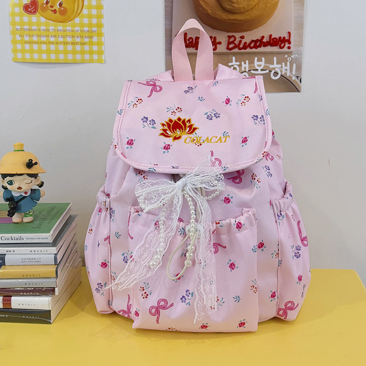 Floral-Embellished Drawstring Backpack Kalsten