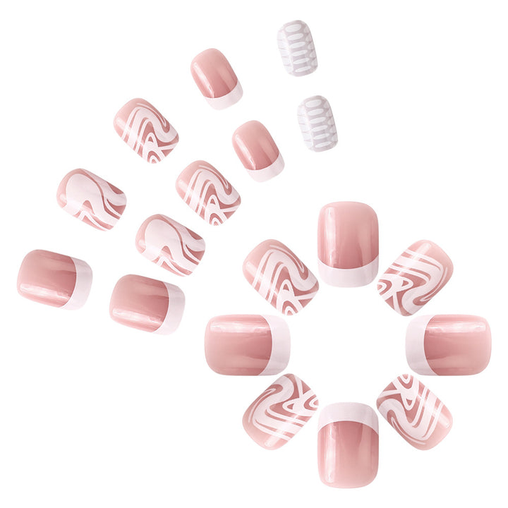 Artistic Press-On Nail Set with Marble and Textured Design Kalsten