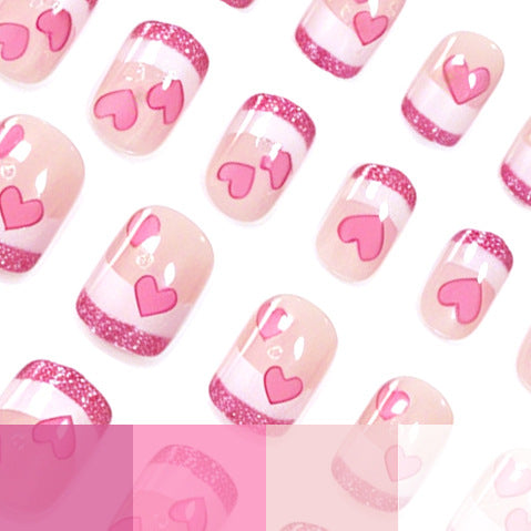 Heart-Embellished Gel Nail Extensions Kalsten