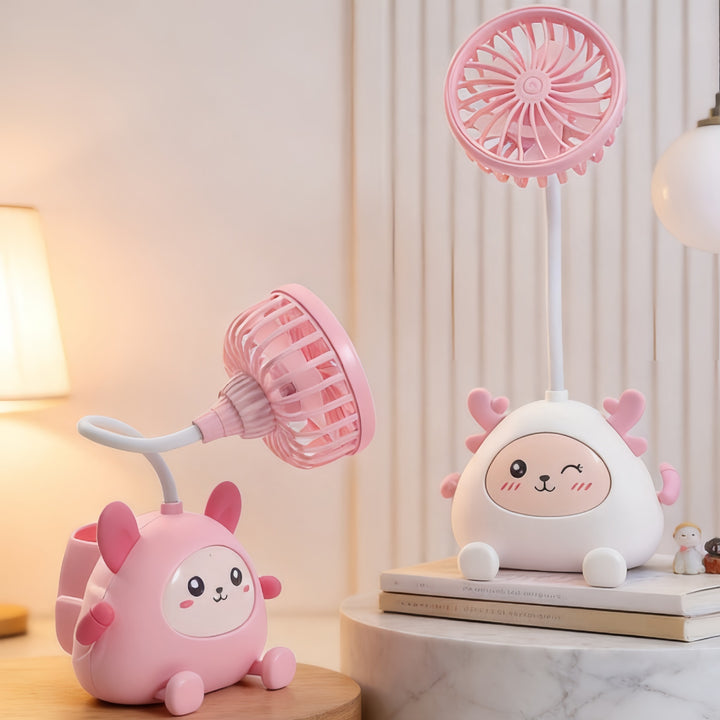 Ladies desk lamp with integrated mini fan Kalsten