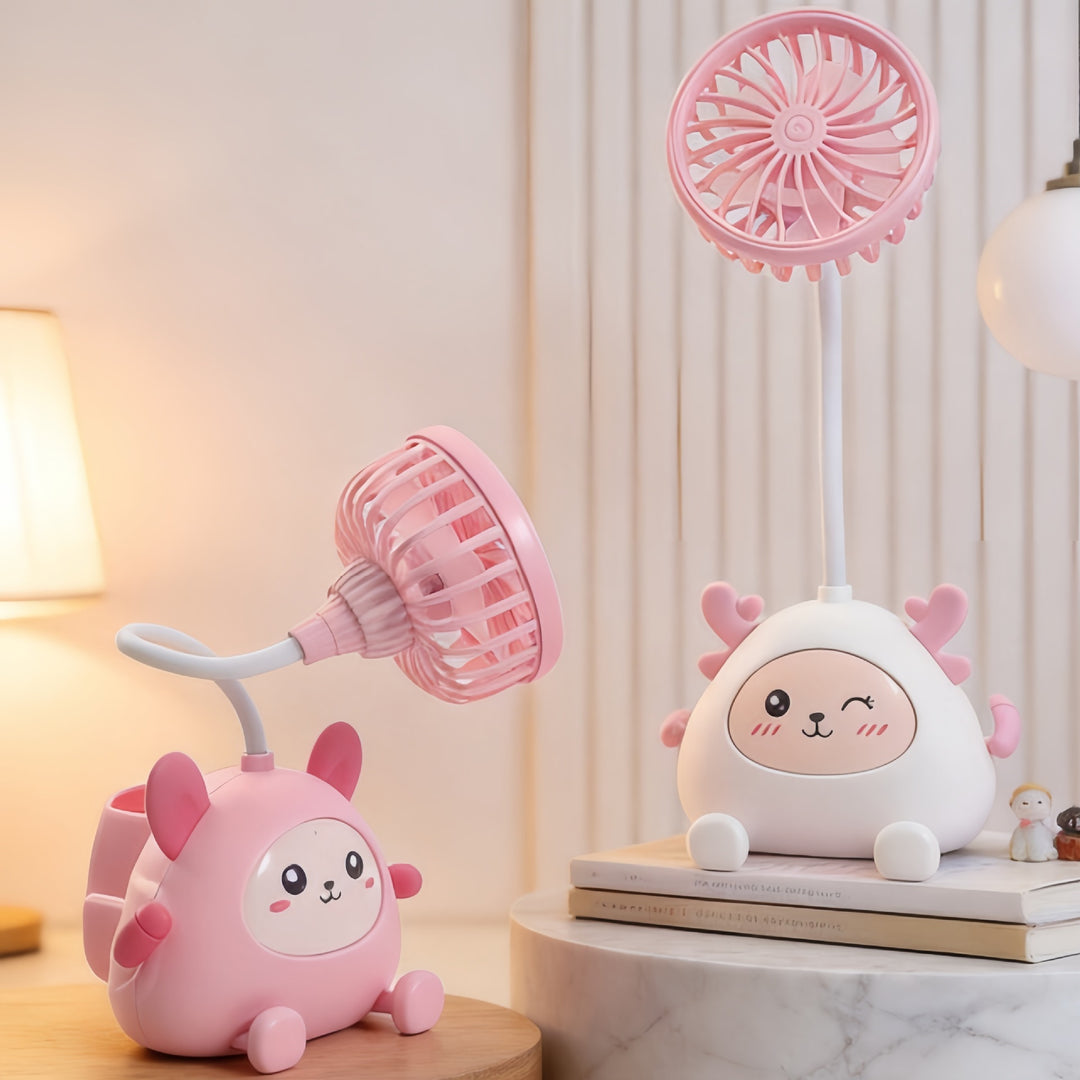 Ladies table lamp with integrated fan and toy design Kalsten