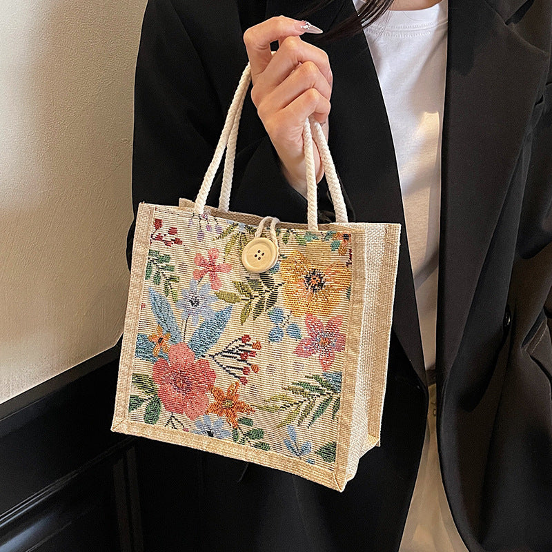 Floral Embellished Mini Tote Bag