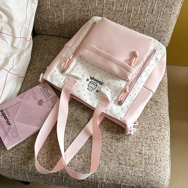 Stylish Dot-Printed Backpack with Decorative Accents Kalsten