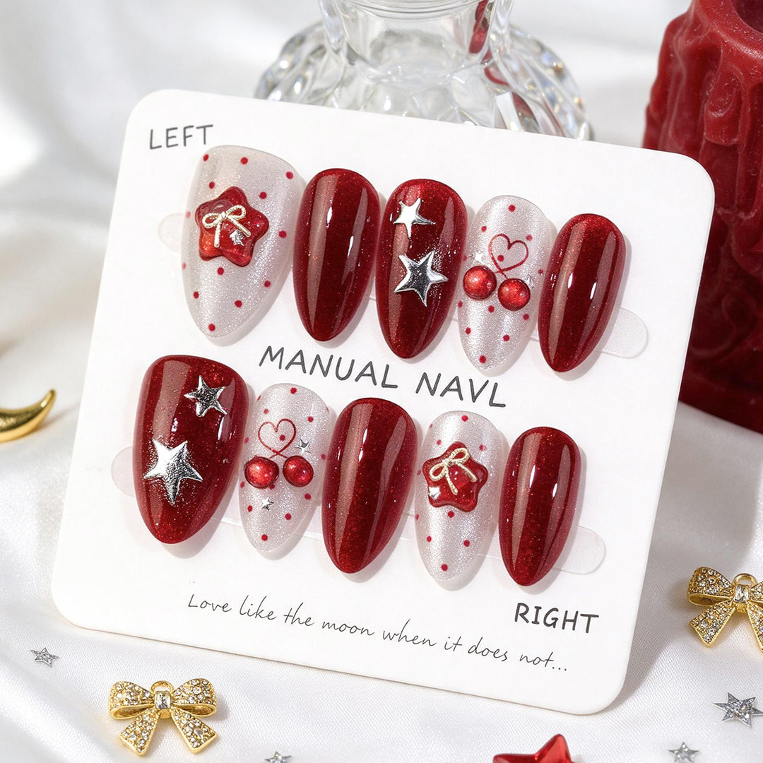 Decorative Gemstone-Embellished Press-On Nail Set