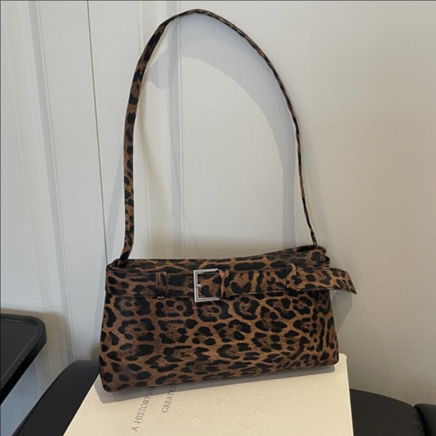 Chic Structured Leopard Print Handbag