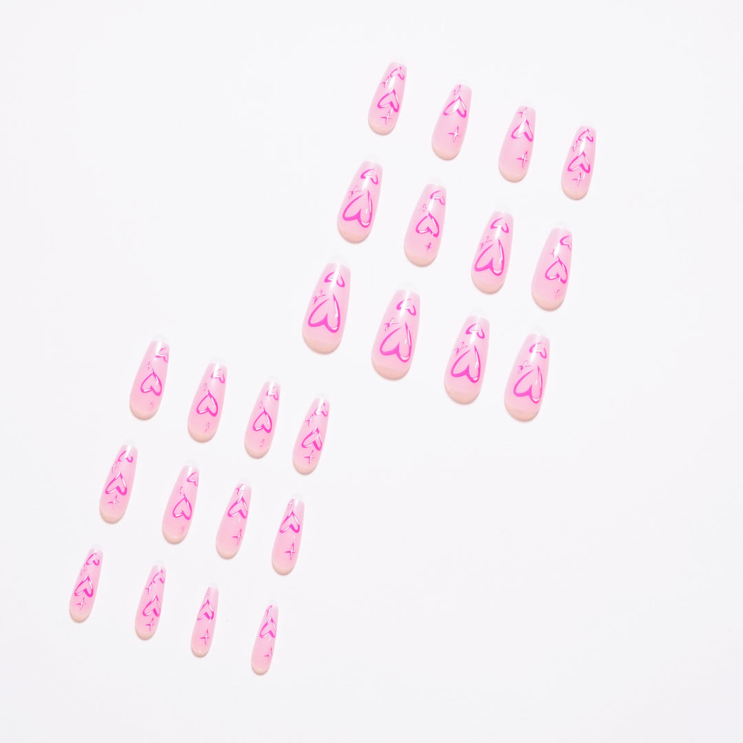 Artistic acrylic nails with heart design Kalsten