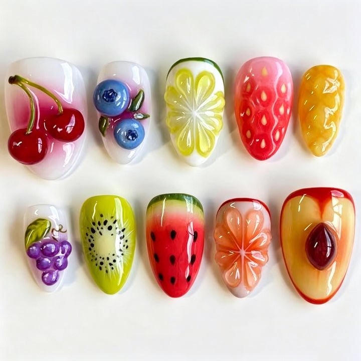 Fruit-Themed Press-On Nail Art Set Kalsten