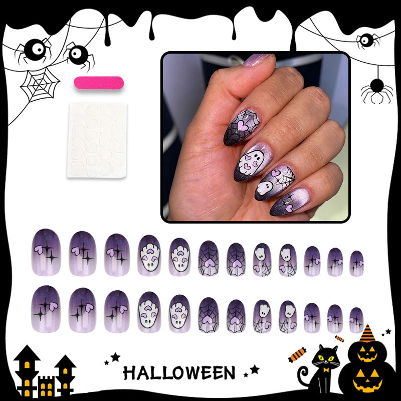 Halloween Artificial Nail Set with Ghost and Spider Designs Kalsten