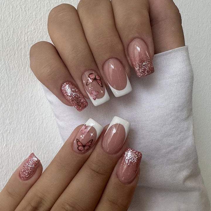 Decorative Butterfly and Glitter Nail Art Kalsten