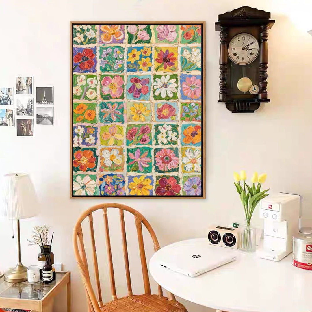 Colorful Floral Motif Canvas Art Print Kalsten