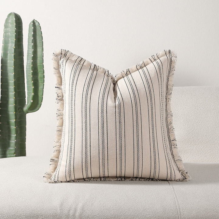 Textured Fringe Accent Throw Pillow