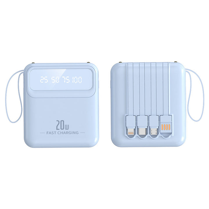 Portable power bank with integrated charging cables and digital capacity display Kalsten