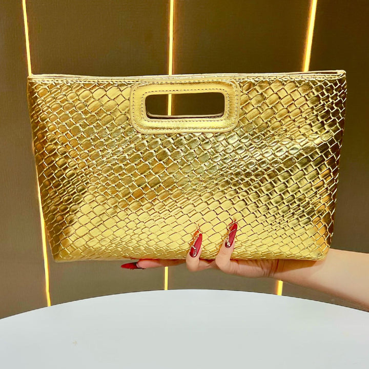 Textured Metallic Evening Clutch