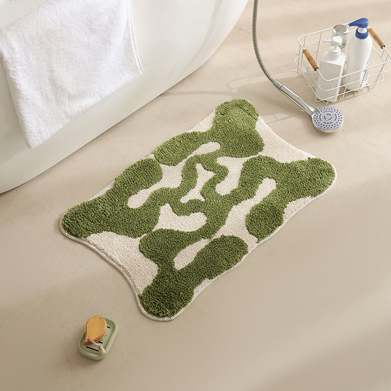 fluffy bath and floor mat made of cotton tufting with retro check pattern