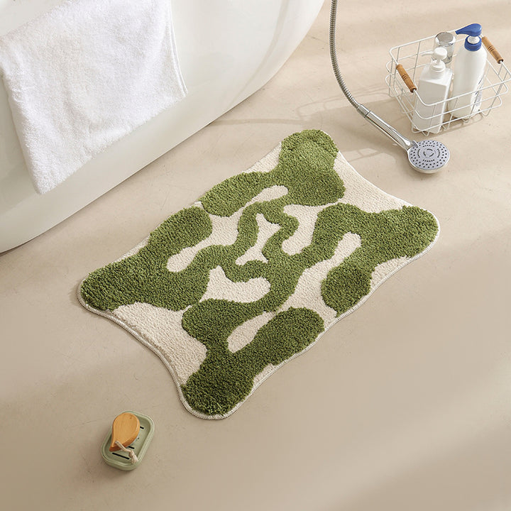 fluffy bath and floor mat made of cotton tufting with retro check pattern