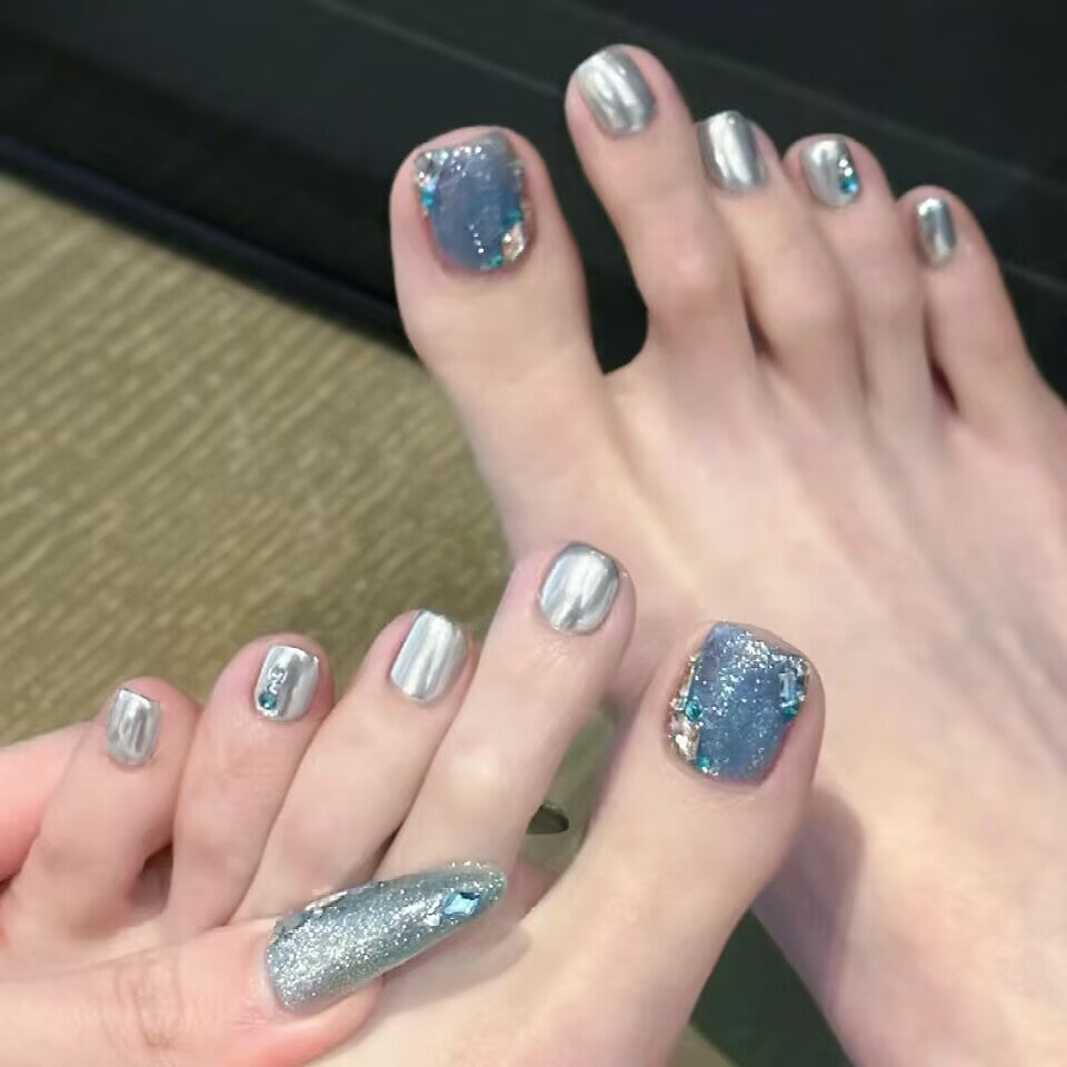 Decorative Crystal-Embellished Press-On Toe Nails Kalsten