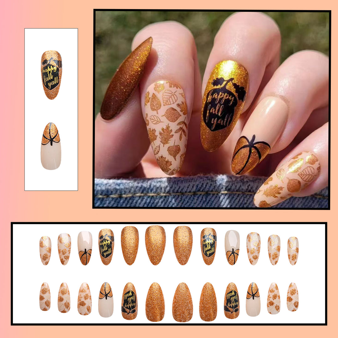 Autumn-Themed Press-On Nail Set